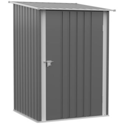 3.3ft x 3.4ft Outdoor Storage Shed Galvanized Metal Utility Garden Tool House Lockable Door Gray