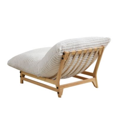 Accent Armless Lazy Sofa Single Seat Corduroy Fabric Off White 36.2inch x 43.3inch x 27.6inch