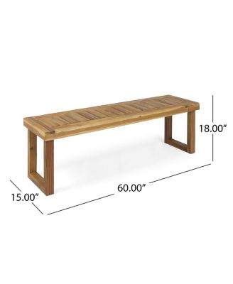 60 inches Natural Acacia Wood Bench for Outdoor Comfort, Classic Slat Design for Relaxing in Your Backyard or Patio
