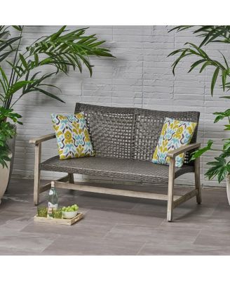 Classic 52 in. Wicker Outdoor Loveseat Features Acacia Wood Frame