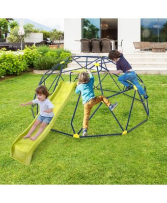 13.3 FT Climbing Dome Geometric Dome Climber with Extended Wavy Slide and 2 Rest Platforms
