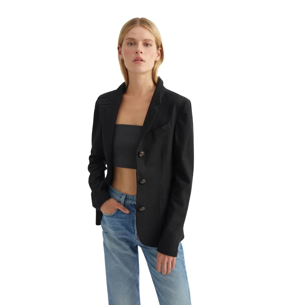 Women's Wool Blazer - Black