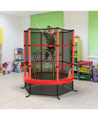 55 Inch Kids Recreational Trampoline Bouncing Jumping Mat with Enclosure Net