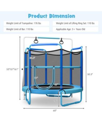5 Feet Kids 3-in-1 Game Trampoline with Enclosure Net Spring Pad
