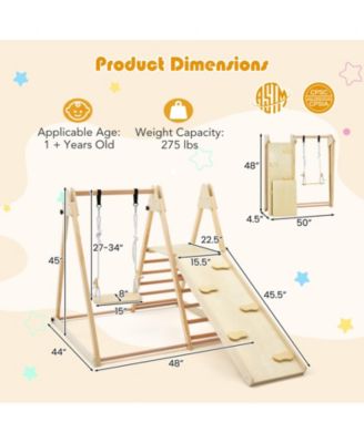 5-in-1 Indoor Jungle Gym Foldable Climber Playset with Fun Slide and Adjustable Swing