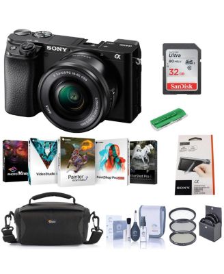 Alpha a6100 Mirrorless Digital Camera with 16-50mm Lens - Bundle With Camera Case, 32GB SDHC Card, 40.5mm Filter kit, Card Reader, LCD Protector
