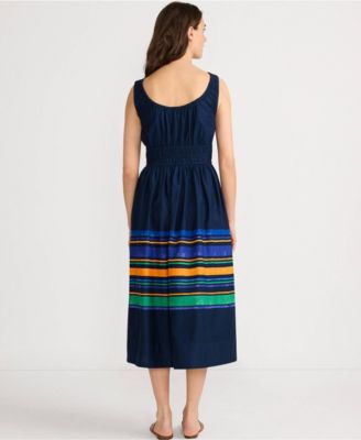 Женское платье миди из поплина без рукавов со складками от Lands' End