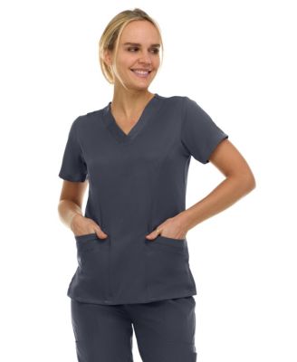 Women's Eleanor 3-Pocket Stretch V-Neck Scrub Top Shocking Pink Medium