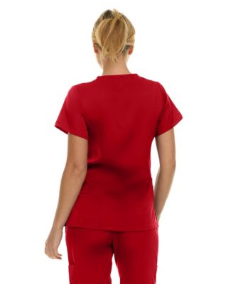 Women's Eleanor 3-Pocket Stretch V-Neck Scrub Top Shocking Pink Medium