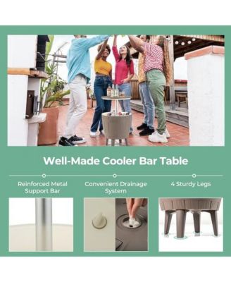 10 Gallon Cooler Bar Table Outdoor Coffee Table Ice Bucket with Telescopic Tabletop for Beer and Wine