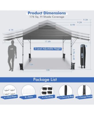 10 x 17.6 Feet Outdoor Instant Pop-up Canopy Tent with Dual Half Awnings