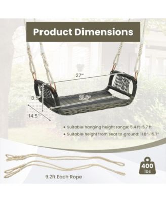 Wicker Porch Swing Seat with Cozy Armrests