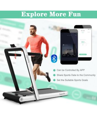 4.75HP 2 In 1 Folding Treadmill with Remote APP Control-White