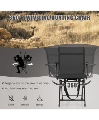 Foldable Swivel Patio Chair with Armrest and Mesh Back