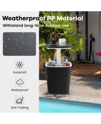 3-in-1 Portable Cooler Bar Table with Bottle Opener and Lift Top Lid for Camping Poolside