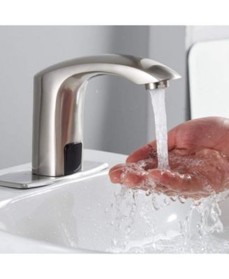 Deck Plate &amp; Pop Up Drain Automatic Sensor Touchless Bathroom Sink Faucet