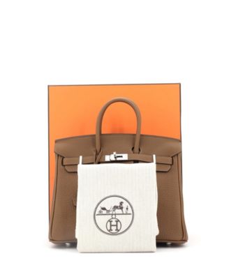 Бывшая в употреблении сумка Hermes Birkin 25 коричневого цвета из Того с палладиевой фурнитурой