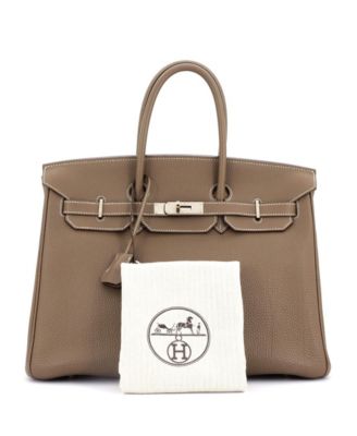 Бывшая в употреблении сумка Hermes Birkin 35 серого цвета из Того с палладиевой фурнитурой