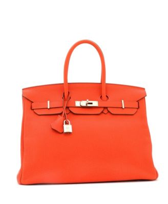 Бывшая в употреблении сумка Hermes Birkin 35 оранжевого цвета Togo с палладиевой фурнитурой