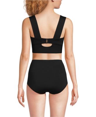 Женский топ-танкини Мидкини с квадратным вырезом, устойчивый к воздействию хлора, с длинным рукавом от Lands' End