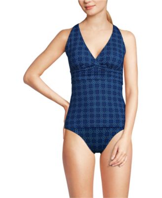 Women's V-Neck Plunge X Back Tankini Top