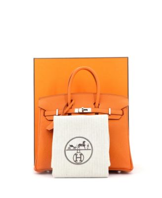 Бывшая в употреблении сумка Hermes Birkin 25 оранжевого цвета Togo с палладиевой фурнитурой