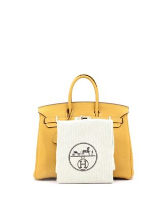 Бывшая в употреблении сумка Hermes Birkin 25, Желтая, Того, с палладиевой фурнитурой