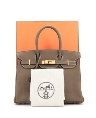 Бывшая в употреблении сумка Hermes Birkin 30 серого цвета Clemence с золотой фурнитурой