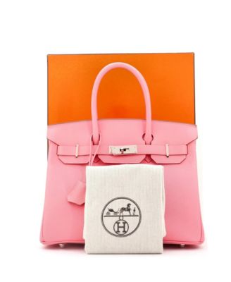 Бывшая в употреблении сумочка Hermes Birkin 30 розового цвета в английском стиле с палладиевой фурнитурой