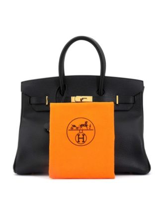 Бывшая в употреблении сумка Hermes Birkin 35 черного цвета в Арденнах с золотой фурнитурой