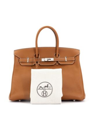 Бывшая в употреблении сумка Hermes Birkin 35 коричневого цвета Clemence с палладиевой фурнитурой