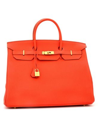 Бывшая в употреблении сумка Hermes Birkin 40 оранжевого цвета Togo с золотой фурнитурой