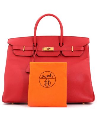 Сумка Hermes Birkin 40, бывшая в употреблении, красного цвета, с золотой фурнитурой