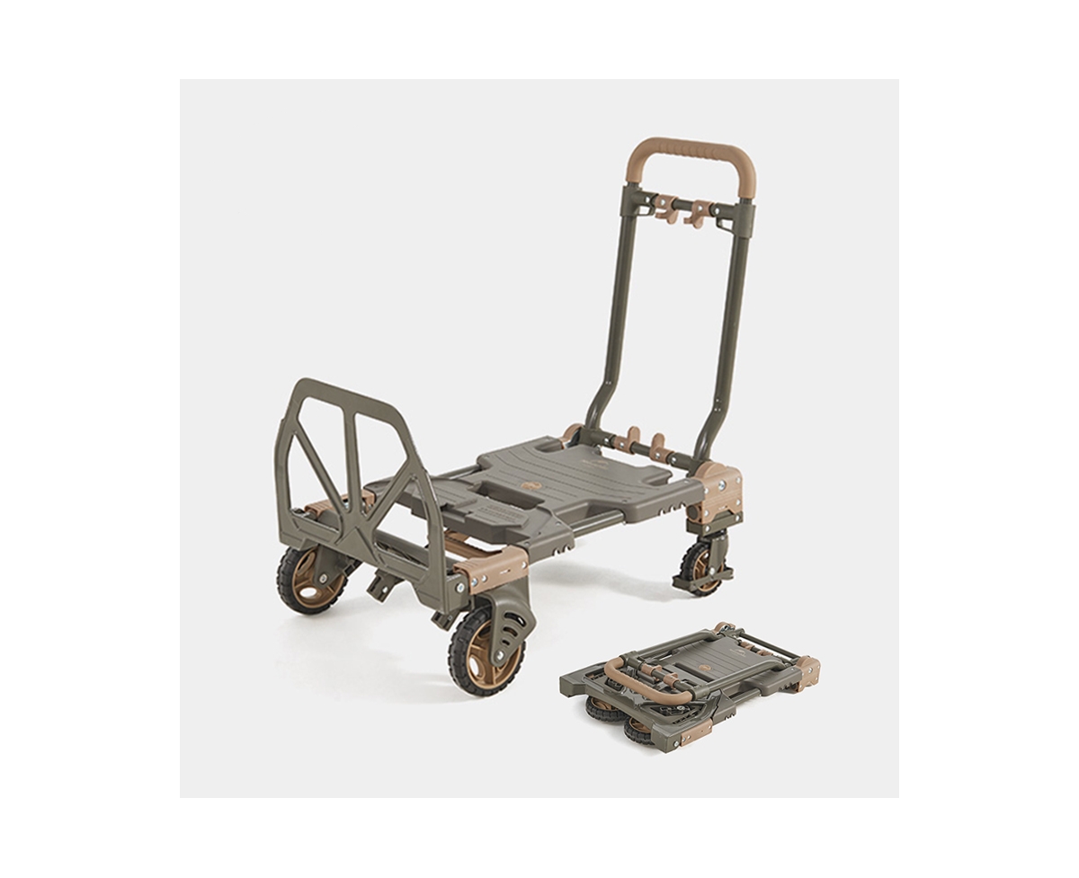 Folding Cart, Portable Outdoor Trolley, Large Capacity Camping Cart, 264 lbs Load, Adjustable Handle - Green