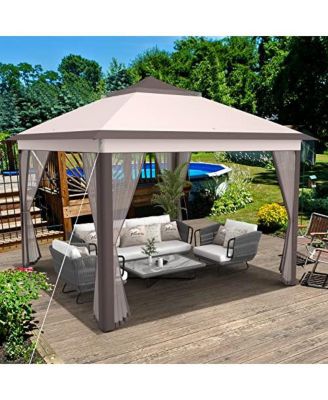 11 x 11 Feet 2-Tier Pop-Up Gazebo Tent Portable Canopy Shelter Carry Bag Mesh