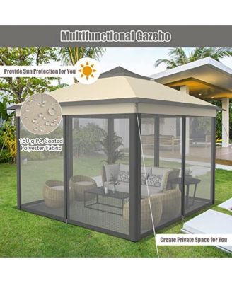 11 x 11 Feet 2-Tier Pop-Up Gazebo Tent Portable Canopy Shelter Carry Bag Mesh