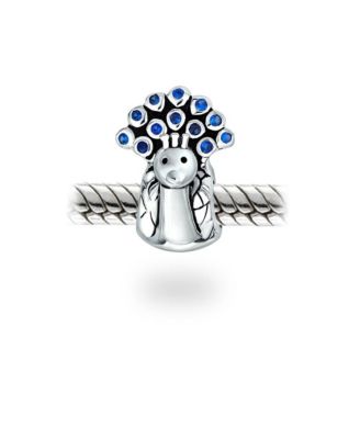 Блестящие ювелирные изделия Павлиний шарм из бисера Royal Blue CZ Стерлингового серебра для европейского браслета