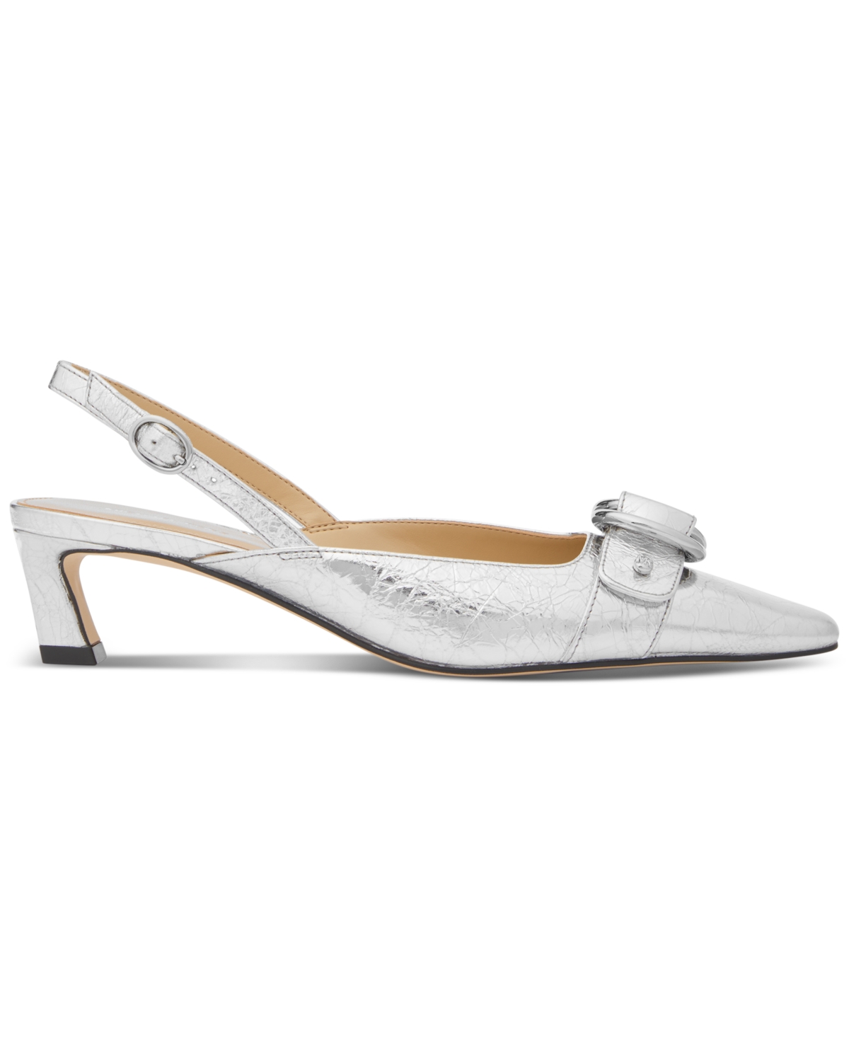 Michael Kors Michael  Jaden Kitten Sling Pumps In Silver