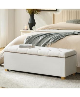 Lauris Classic Tufted Design Storage Bench with Nailhead Trim