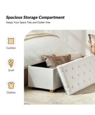 Lauris Classic Tufted Design Storage Bench with Nailhead Trim