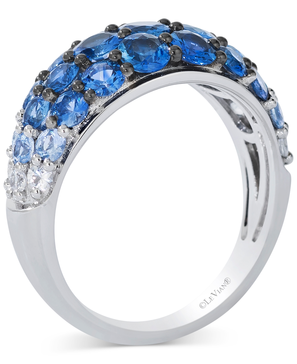 LE VIAN DENIM OMBRE (2-3/4 CT. T.W.) & WHITE SAPPHIRE (1/6 CT. T..W) DOME CLUSTER RING IN 14K WHITE GOLD 