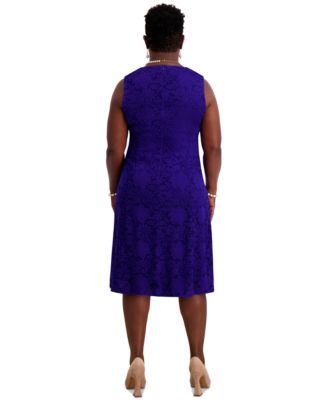Women's Sleeveless Lace Fit & Flare Dress, Regular & Plus Sizes 
