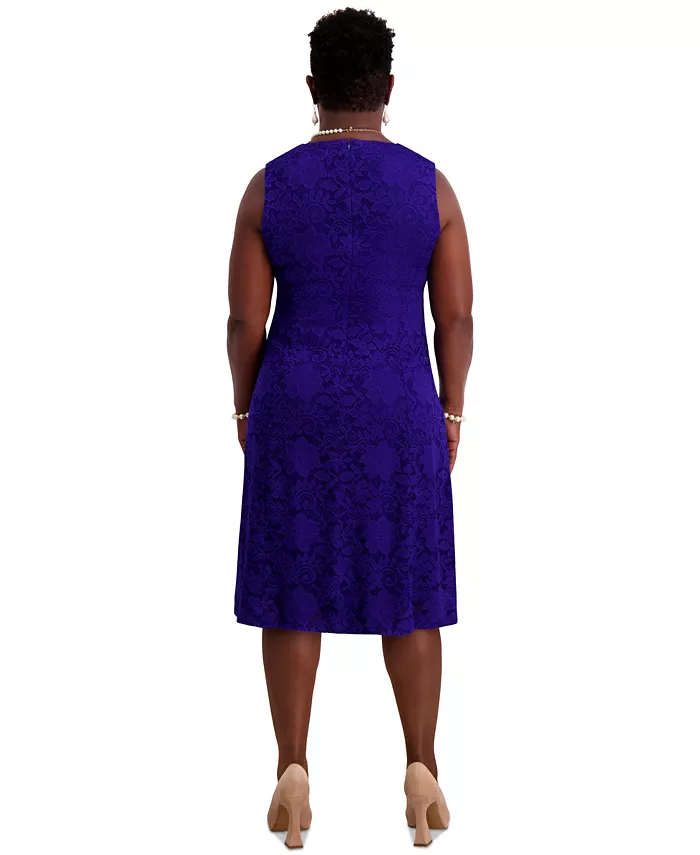 Women's Sleeveless Lace Fit & Flare Dress, Regular & Plus Sizes - thumbnail 3