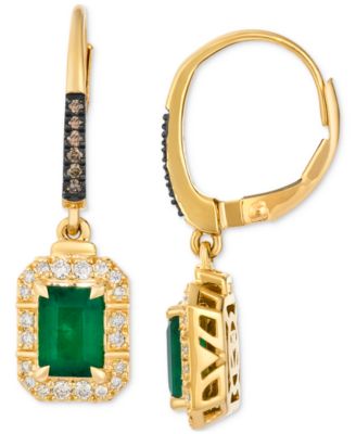 New Emerald (1-3/8 ct. t.w.) & Diamond (1/4 ct. t.w.) Drop Earrings in 14k Yellow Gold
