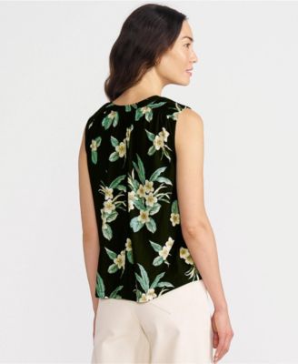 Women's Linen Blend Notch Neck Swing Tank Top