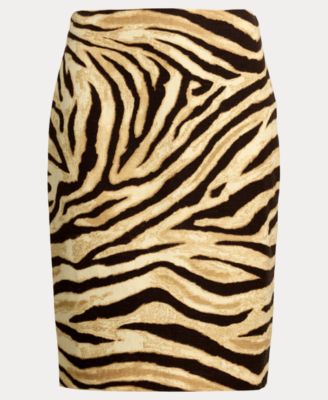 Women's Zebra-Print Linen-Cotton Pencil Skirt