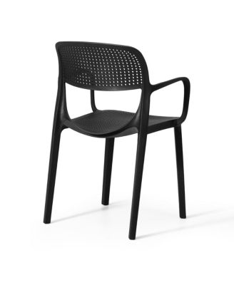 Outdoor Stackable Plastic Resin Patio Dining Armchair (Set of 2)