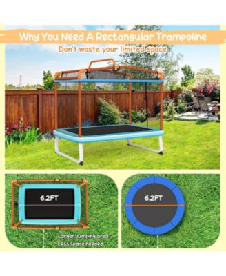 6 Feet Rectangle Trampoline with Swing Horizontal Bar and Safety Net