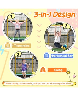 6 Feet Rectangle Trampoline with Swing Horizontal Bar and Safety Net