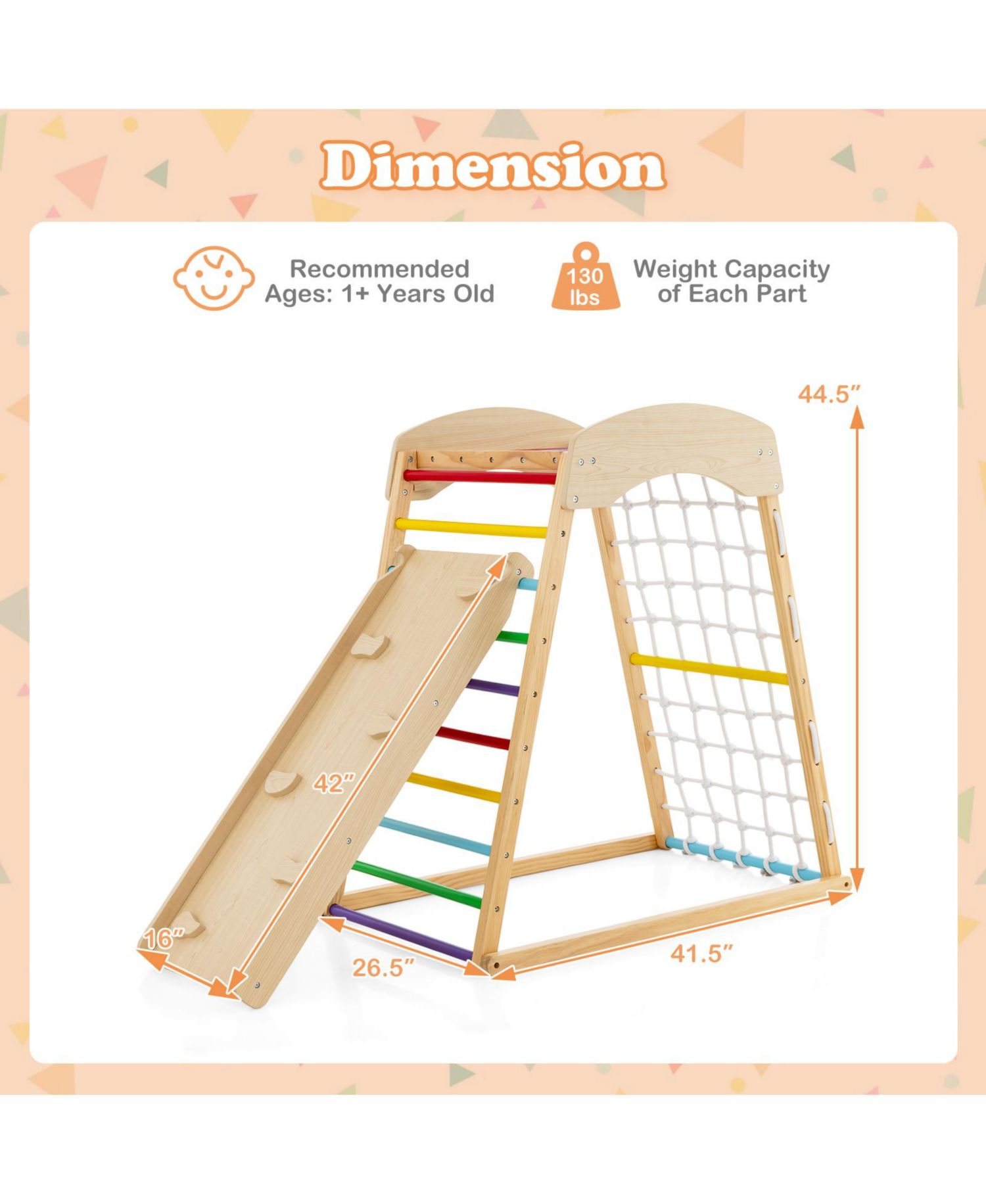 Jungle Gym 6-in-1 Wooden Indoor Playground